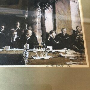 Malcolm N MacKenzie Signed “Diplomats” 1974 Acrylic Mixed Media Framed 11x14